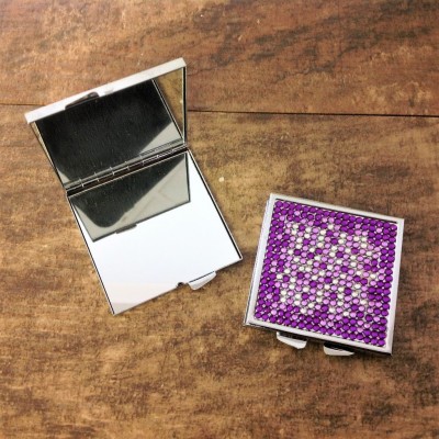 ST32118 - COMPACT MIRROR / W PURPLE CRYSTAL