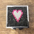 ST32118 - HEART COMPACT MIRROR / W BLACK CRYSTAL