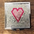 ST32118 - HEART COMPACT MIRROR / W CLEAR CRYSTAL