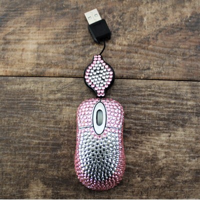 ST32116-ADJUSTABLE  MOUSE / LT. PINK & CLEAR CRYSTAL