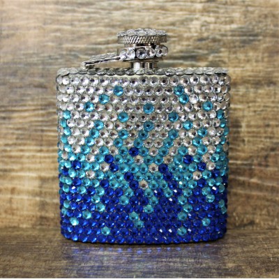 ST32120BLUE-CRYSTAL FLASK BLUE / CLEAR - 3 OZ.