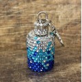 ST32123BLU-SMALL ROUND FLASK / BLUE CRYSTAL / 1 OZ.