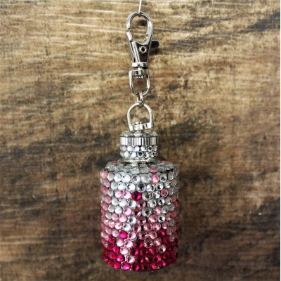 ST32123PNK-SMALL ROUND FLASK / PINK CRYSTAL / 1 OZ.