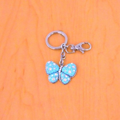 CH4003-BLUE BUTTERFLY KEY CHAIN HOLDER / W CLEAR STONE