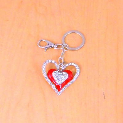 CH4004-HEART SHAPE KEY CHAIN HOLDER / W CLEAR STONE