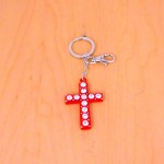 CH4009-RED CROSS / W CLEAR STONE / KEY CHAIN HOLDER