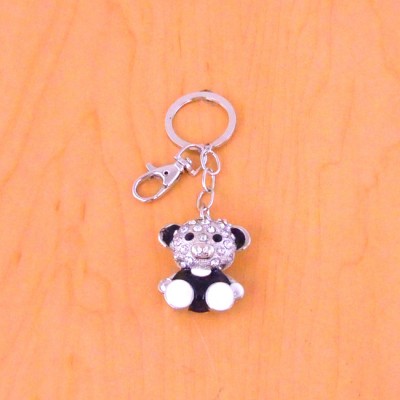 CH4010-TEDDY BEAR KEY CHAIN HOLDER / W CLEAR CRYSTAL