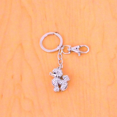 CH4013-DOG KEY CHAIN HOLDER / W CLEAR CRYSTAL