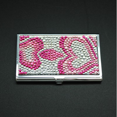 ST32104-HRT CRYSTAL HEART BUSINESS CARD HOLDER