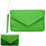 18083- GREEN LEATHER CLUTCH BAG