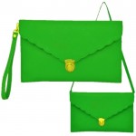 181509 - GREEN LEATHER CLUTCH / CROSS BODY / SHOULDER BAG