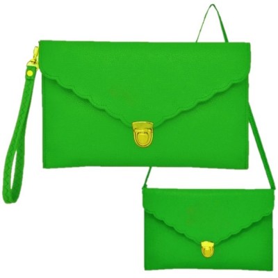 181509 - GREEN LEATHER CLUTCH / CROSS BODY / SHOULDER BAG