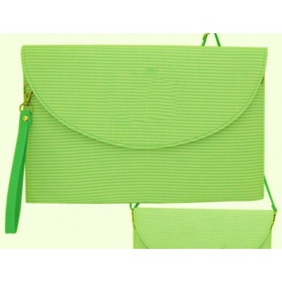 6006 - GREEN SEER SUCKER CLUTCH/CROSS BODY/SHOULDER BAG