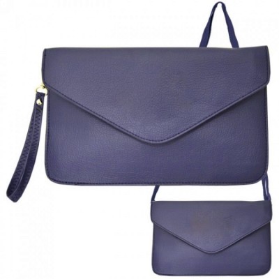6014 - NAVY BLUE LEATHER CLUTCH BAG