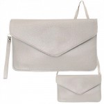 6014 -SILVER LEATHER CLUTCH BAG