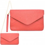 180839 - CORAL LEATHER CLUTCH BAG