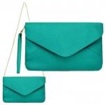 181084-TEAL LEATHER CLUTCH BAG