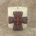 7001-COP-RED - COPPER CROSS CANDLE PIN W / RED STONE FDL