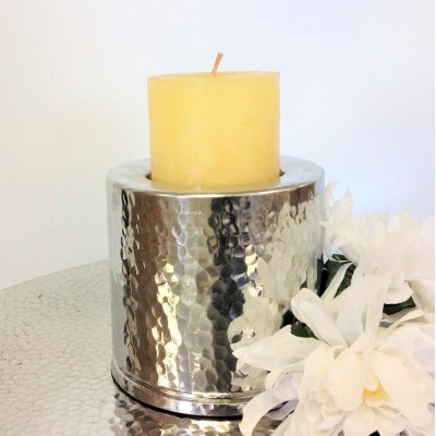 3541B-HAMMERED DESIGN CANDLE HOLDER MEDIUM 