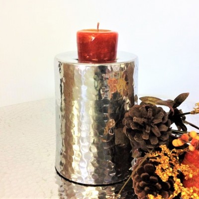 3530B-HAMMERED DESIGN CANDLE HOLDER MEDIUM