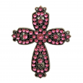 1010PK - PINK STONE CANDLE PIN / W CROSS DESIGN