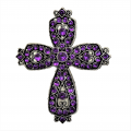 1010PL - PURPLE STONE CANDLE PIN / W CROSS DESIGN