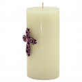 1010PK - PINK STONE CANDLE PIN / W CROSS DESIGN