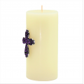 1010PL - PURPLE STONE CANDLE PIN / W CROSS DESIGN