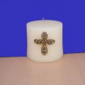 1010AM - AMBER STONE CANDLE PIN / W CROSS DESIGN