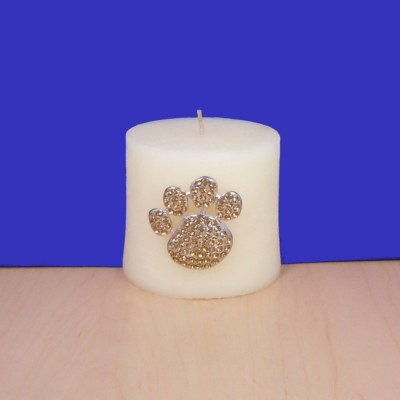 1016AM - AMBER STONE / PAW PRINT CANDLE PIN