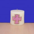 1017PK - AMBER STONE CANDLE PIN W / CROSS