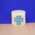 1017TQ - TURQUOISE STONE CANDLE PIN W / CROSS
