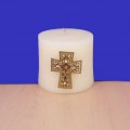 1023AM - AMBER STONE CANDLE PIN W / CROSS