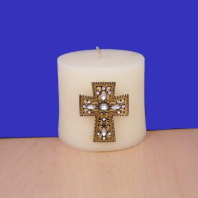 1023CL - CLEAR STONE CANDLE PIN W / CROSS