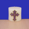 1026PL - PURPLE STONE CANDLE PIN W / CROSS