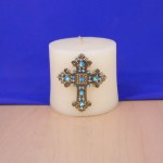 1026TQ - TURQUOISE STONE CANDLE PIN W / CROSS