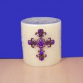 1027PL - PURPLE STONE CANDLE PIN W / CROSS