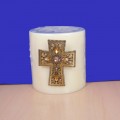 1028AM - AMBER STONE CANDLE PIN W / CROSS