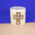 1028CL - CLEAR STONE CANDLE PIN W / CROSS