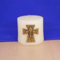 1029AM - AMBER STONE CROSS CANDLE PIN W / FDL