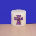 1029PL - PURPLE STONE CROSS CANDLE PIN W / FDL