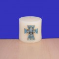 1029TQ - TURQUOISE STONE CROSS CANDLE PIN W / FDL