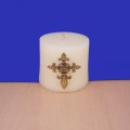 1030AM - AMBER STONE CROSS CANDLE PIN W / FDL