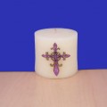 1030PL - PURPLE STONE CROSS CANDLE PIN W / FDL