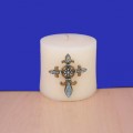 1030TQ - TURQUOISE STONE CROSS CANDLE PIN W / FDL