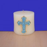 1031TQ - TURQUOISE STONE CANDLE PIN W / CROSS