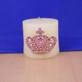 1032PK - PINK STONE CANDLE PIN W / CROWN