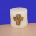 1035AM - AMBER STONE CANDLE PIN W / CROSS
