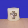 1035CL - CLEAR STONE CANDLE PIN W / CROSS