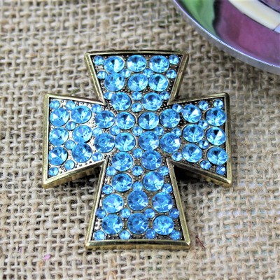 1017TQ - TURQUOISE STONE CANDLE PIN W / CROSS